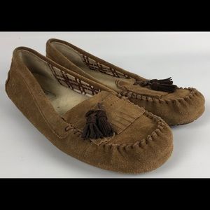 UGG Womens Mocassins 9 Brown Suede Leather Flats